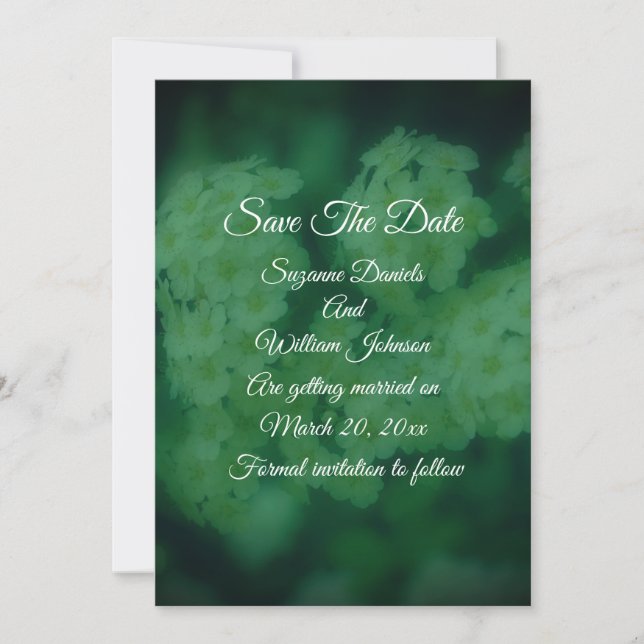 Save The Date Roses blanches sauvages Mariage floral (Devant)