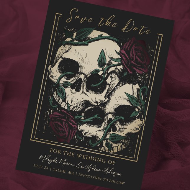 Save The Date Roses du crâne gothique (Créateur téléchargé)
