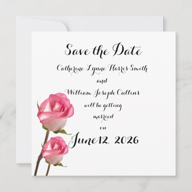 Save The Date Roses du jour de mariage Enregistrer la date mer.  (Devant)