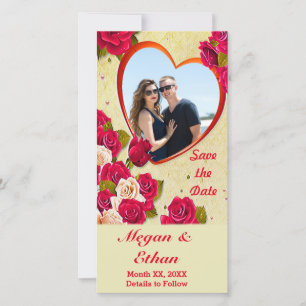 Save The Date Roses et cadre cardiaque Enregistrer la date Photo