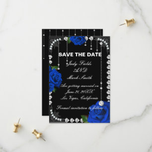 Save The Date Roses Et Diamants Bleus Romantiques Sauvez La Date