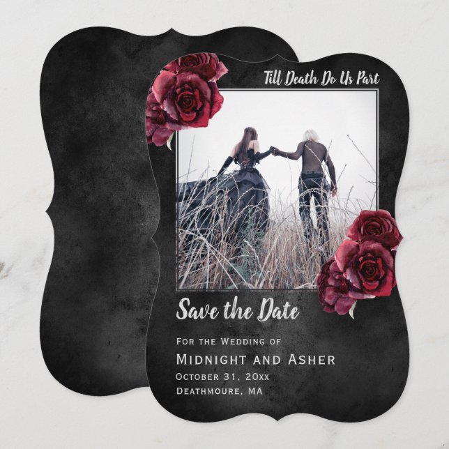 Save The Date Roses gothiques foncer Enregistrer la date (Devant / Derrière)