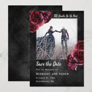 Save The Date Roses gothiques foncés sauvez la date