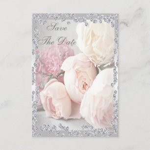 Save The Date Roses romantiques & Diamants 100ème Sauvegarder La