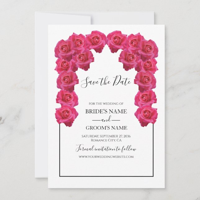 Save The Date Roses Roses Rustiques Mariage Enregistrer La Date (Devant)