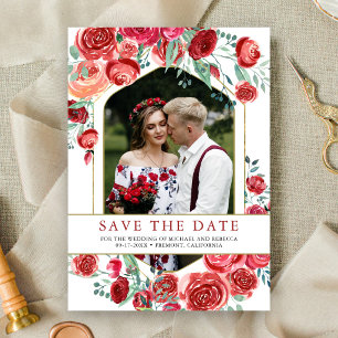 Save The Date Roses Rouges Fleurs Photo Mariage