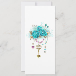 Save The Date Roses Turquoise avec Clés