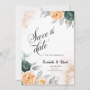 Save The Date Roses Vert Aquarelle Enregistrer La Date