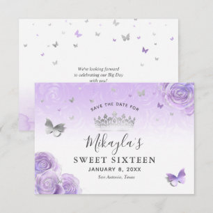 Save The Date Roses Violettes Clair Élégantes