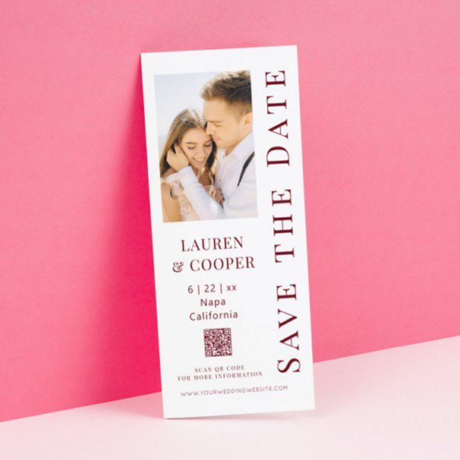 Save The Date Rosewood Red QR Code Modern Wedding (Creator Uploaded)