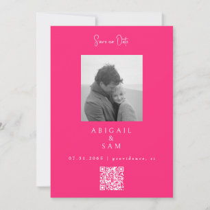 Save The Date Rouge Chaud Simplicité Moderne Photo N/B 