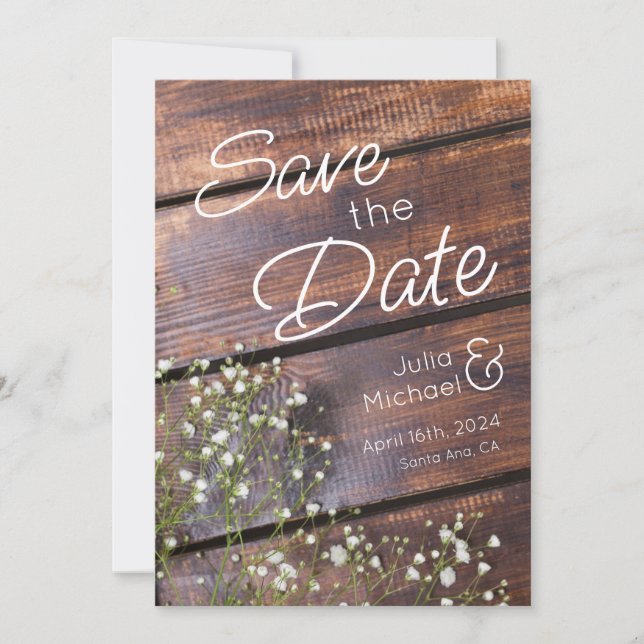 Save The Date Rouge Chic en bois Slats Enregistrer la date (Devant)