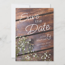 Rouge Chic en bois Slats Enregistrer la date