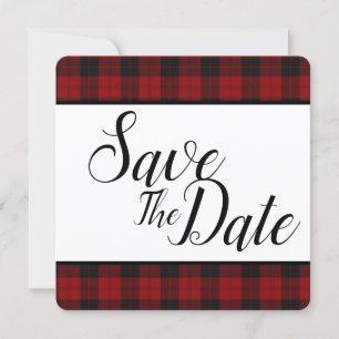 Save The Date Rouge et Noir Carreaux Sauvegarder La Date