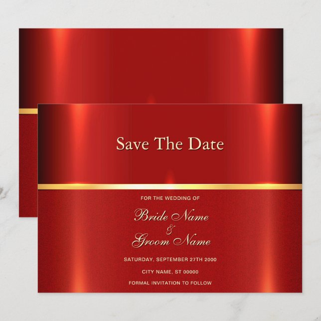 Save The Date Rouge simple Enregistrer la date (Devant / Derrière)