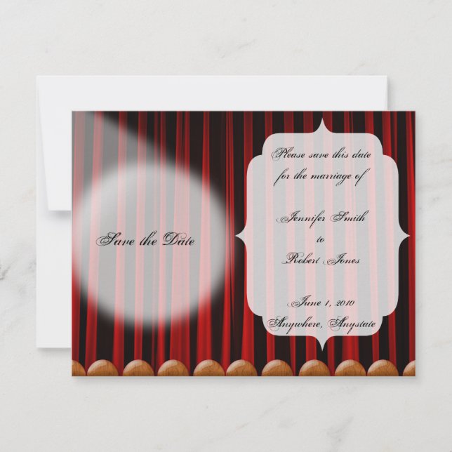 Save The Date Rouge Velvet Rideau de scène Mariage Enregistrer l (Devant)