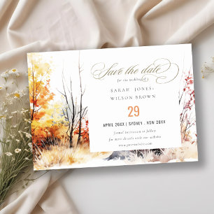 Save The Date Rouille Orange Jaune Automne Automne Mariage Paysa