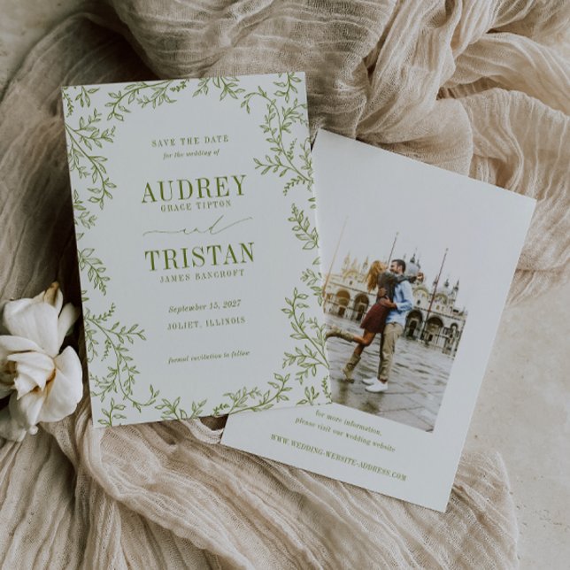 Save The Date ROWAN Botanical Wedding Photo (Créateur téléchargé)