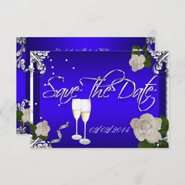 Save The Date Royal Blue Anniversary Wedding Invitation (Front/Back)