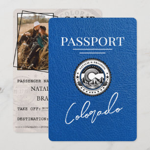 Save The Date Royal Blue Colorado Passeport Enregistrer La Date