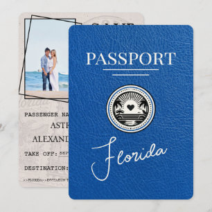 Save The Date Royal Blue Florida Passeport Enregistrer La Date
