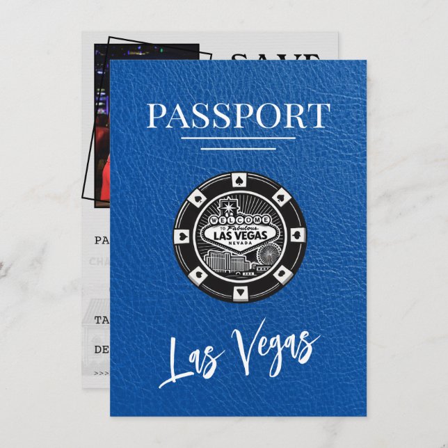 Save The Date Royal Blue Las Vegas Passport Enregistrer La Date (Devant / Derrière)