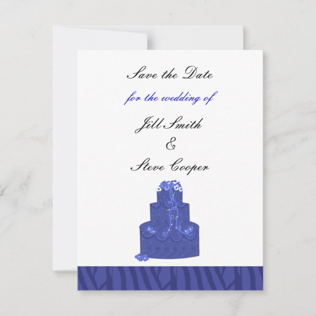 Save The Date Royal Blue Mariage Cake Enregistrer la date (Devant)