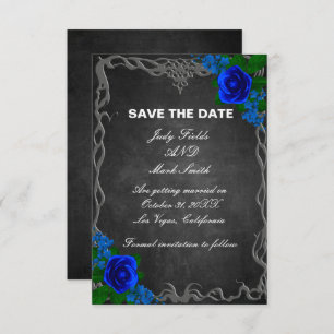 Save The Date Royal Blue Rose Chalk Board Mariage Enregistrer La