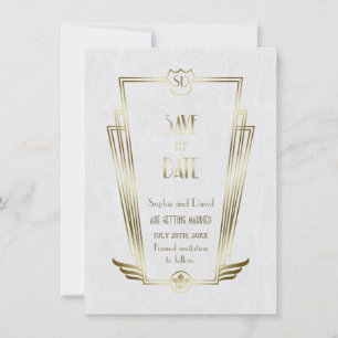 Save The Date Royal Gold Art Déco Monogramme Enregistrer La Date