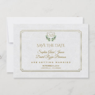 Save The Date Royal Gold Crest Verdure luxuriante Économisez La