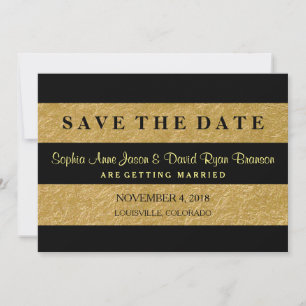 Save The Date Royal Gold Leaf Stripes Mariage ENREGISTRER LA DAT