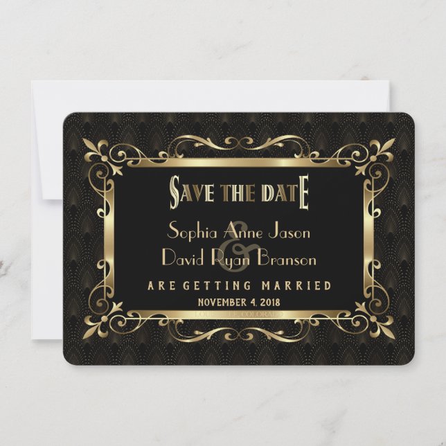 Save The Date Royal Roaring 20s Gold Art Déco Enregistrer la dat (Devant)