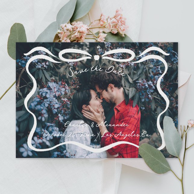 Save The Date Rubans encastrés et photo de la bow (Créateur téléchargé)