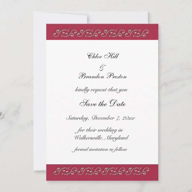 Save The Date Ruby Red et Pearls Sauvez la date (Devant)