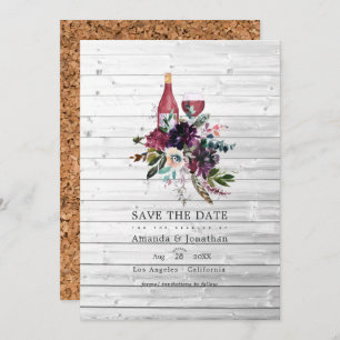 Save The Date Russe Boho Plum Mariage de dégustation de vin roug