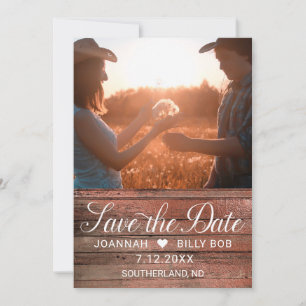 Save The Date Russe Cherry Wood - Script blanc Photo