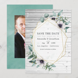 Save The Date Russe Eucalyptus Anémonique Mariage géométrique