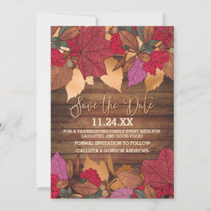 Save The Date Russe Pays Rouge Chute Brown Feuilles Thanksgiving