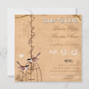 Save The Date Russe Pêcher votre photo Damask Bird Cage Mariage