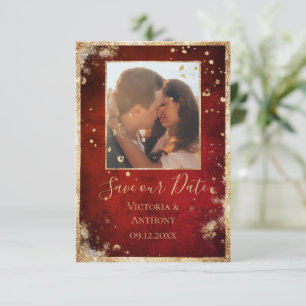Save The Date Russe Photo Rouge Or plat