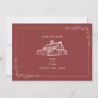 Rustic Barn Mariage Muted Red Enregistrer la date