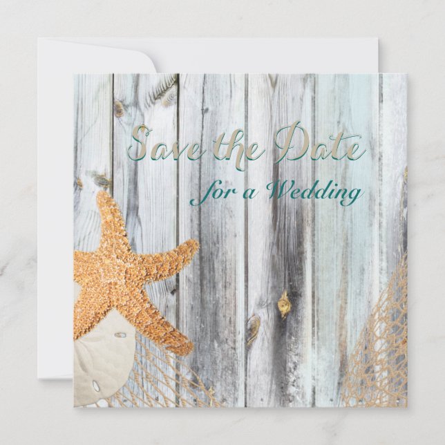 Save The Date Rustic Beach Starfish Mariage Enregistrer la date (Devant)