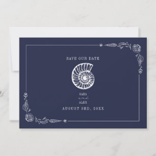 Save The Date Rustic Beach Wedding Dark Blue Enregistrer La Date