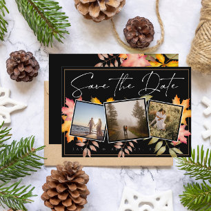 Save The Date Rustic Black Fall laisse trois Mariages photo