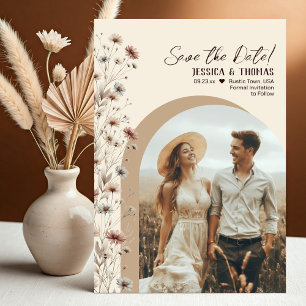 Save The Date Rustic Boho Chic Fleur sauvage Arch Mariage photo