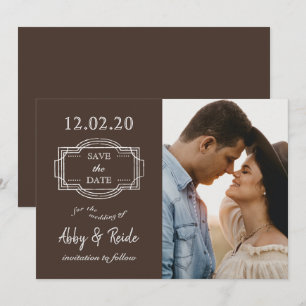 Save the Date Rustic Brown Photo Announcement