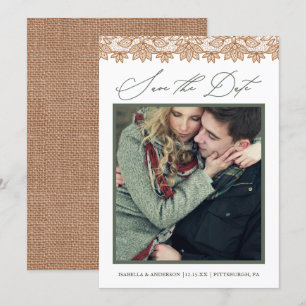 Save The Date Rustic Chic Sage et Burlap Photo Enregistrer la da