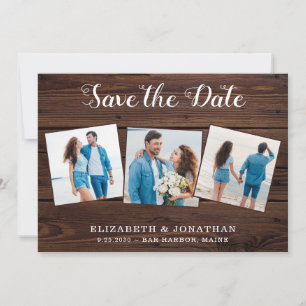 Save The Date Rustic Country 3 Photo Simple Mariage en bois