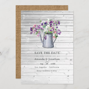 Save The Date Rustic Country Garden Pois doux Mariage Floral