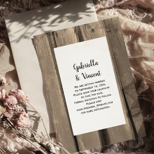 Save The Date Rustic Country Grange mariage en bois Enregistrer 